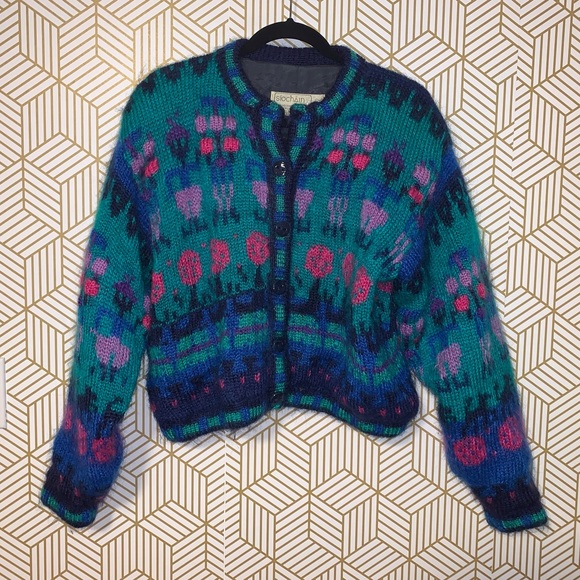 Vintage Siochain handloomed Sweater cardigan jacke - Picture 1 of 8